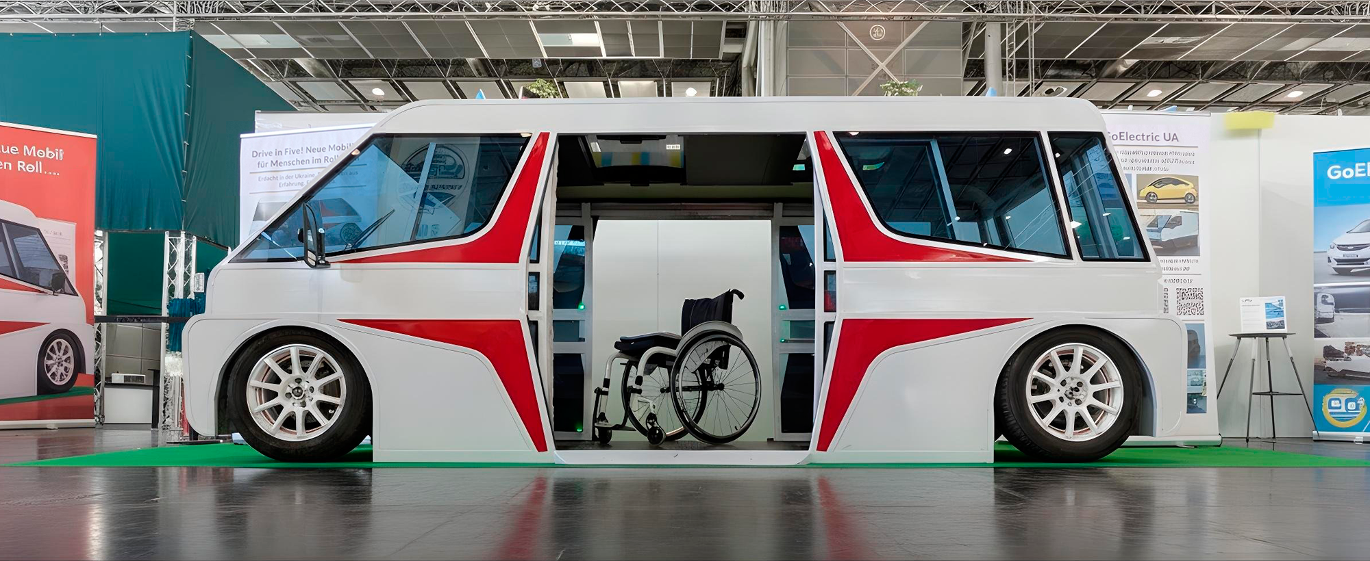 A car designed around a person in a wheelchair